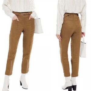 IRO Tria Khaki Linen Blend High Waist Cargo Ankle Zip Pants Olive 38 US 6 8